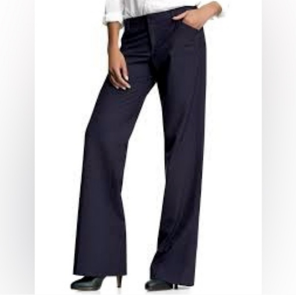 GAP Perfect Fit Navy Pinstripe Flat Front Trousers